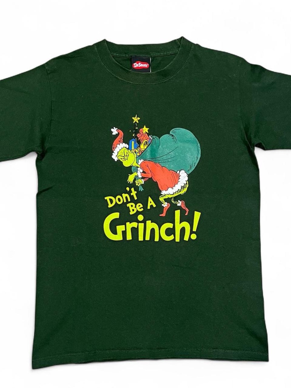 Dr. Seuss Green Grinch Graphic Tee with Yellow Text